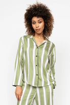 Cyberjammies Nancy Stripe Wide Leg Pyjama Set - Sage Green