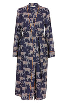 Cyberjammies Taylor Leopard Print Dressing Gown - Navy