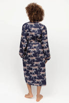 Cyberjammies Taylor Leopard Print Dressing Gown - Navy