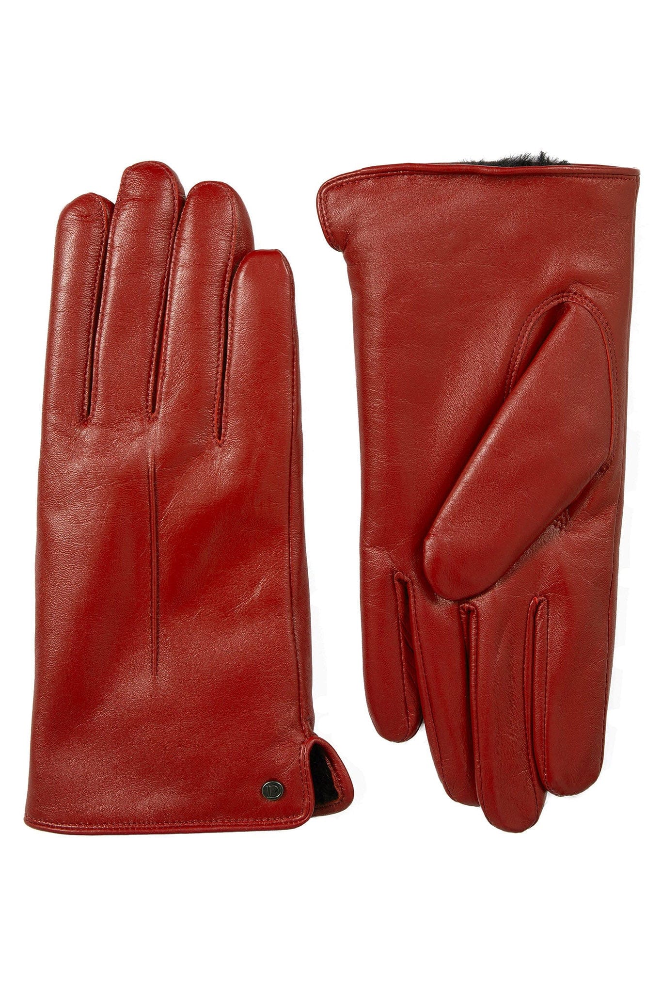 Dents Faux Fur-Lined Touchscreen Leather Gloves - Berry