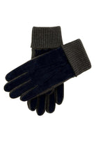 Dents Kendal Fleece Lined Suede Gloves with Knitted Cuffs - Navy/Charcoal