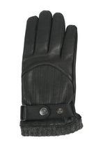 Dents Sherborne Leather Gloves with Stitch Detail - Black/Grey