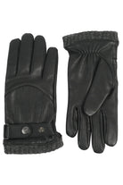 Dents Sherborne Leather Gloves with Stitch Detail - Black/Grey