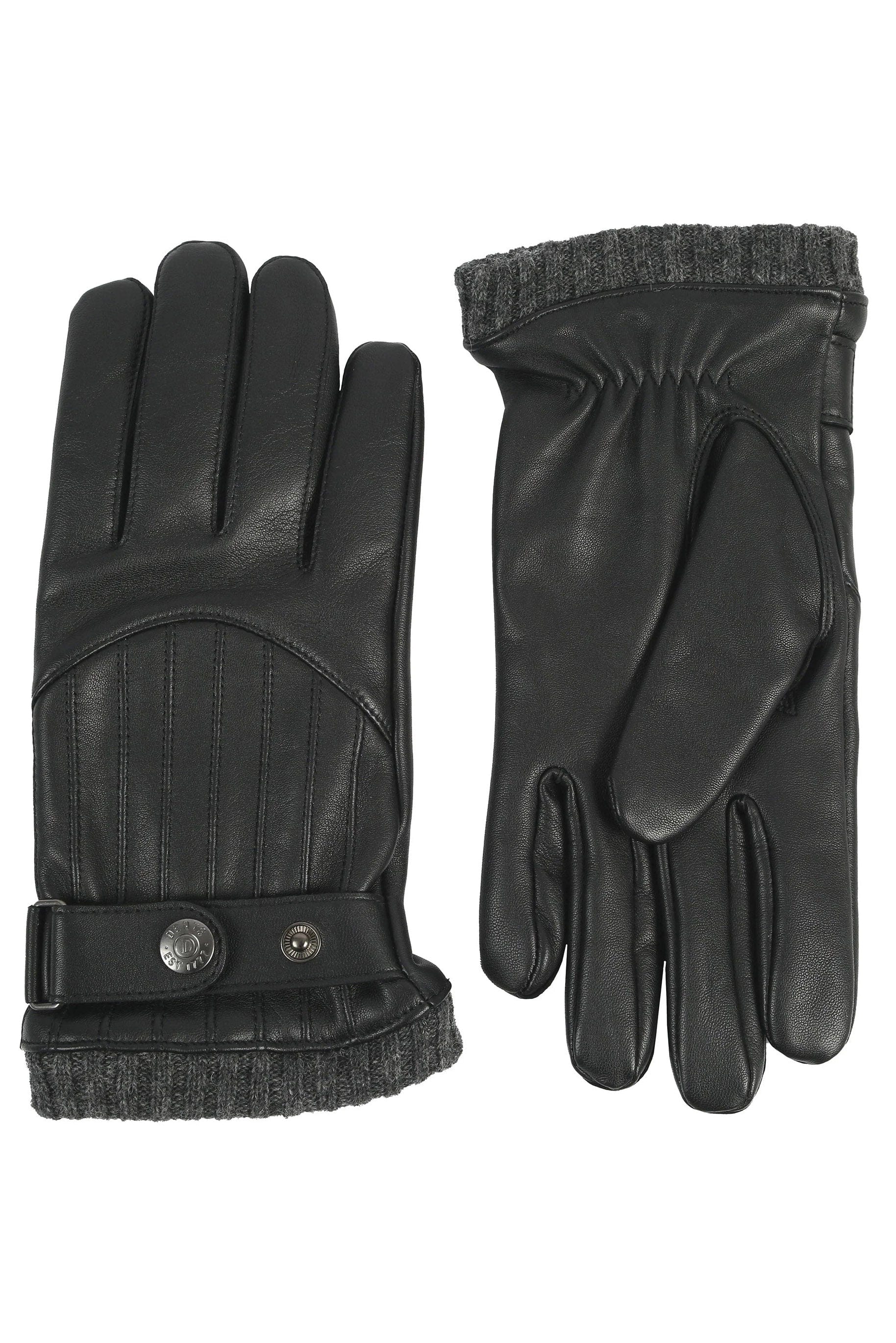 Dents Sherborne Leather Gloves with Stitch Detail - Black/Grey