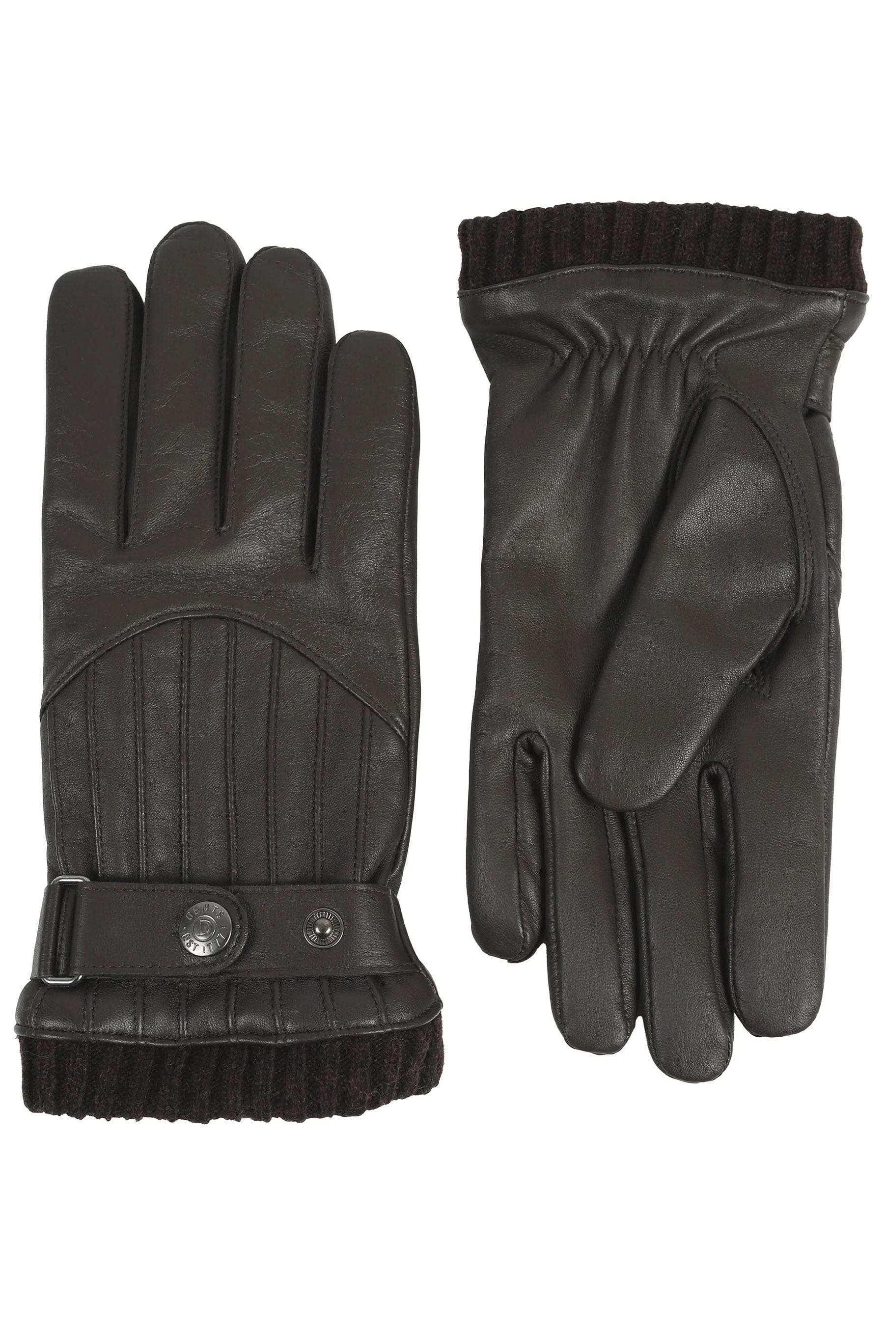 Dents Sherborne Leather Gloves with Stitch Detail - Brown