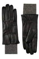 Dents Tamara Leather Glove with Knitted Cuffs - Black/Charcoal