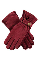 Dents Womens Laura Suede Gloves With Strap Detail - Claret