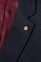 Douglas & Grahame Almeria Micro Check Wool Blend Jacket - Navy