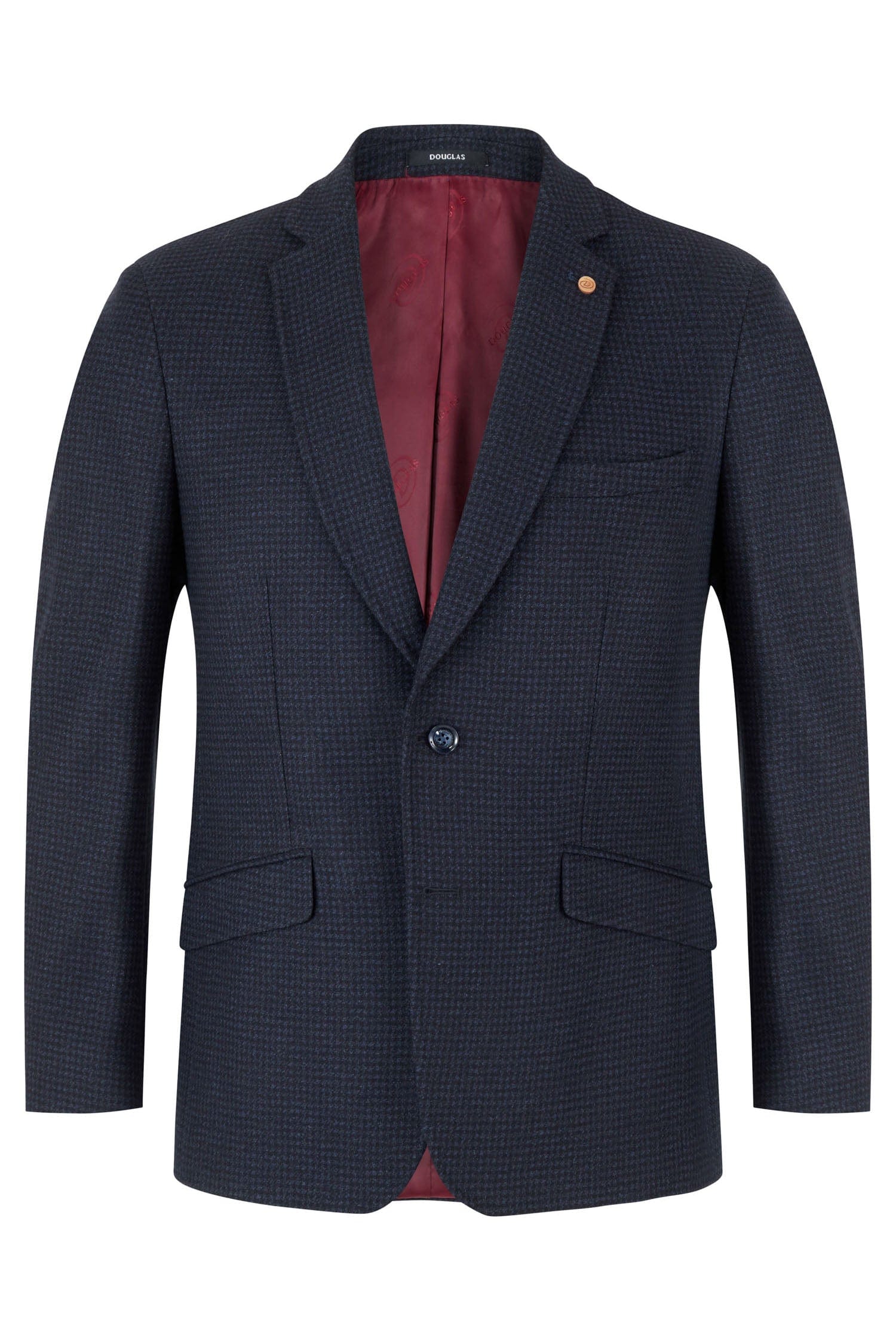 Douglas & Grahame Almeria Micro Check Wool Blend Jacket - Navy