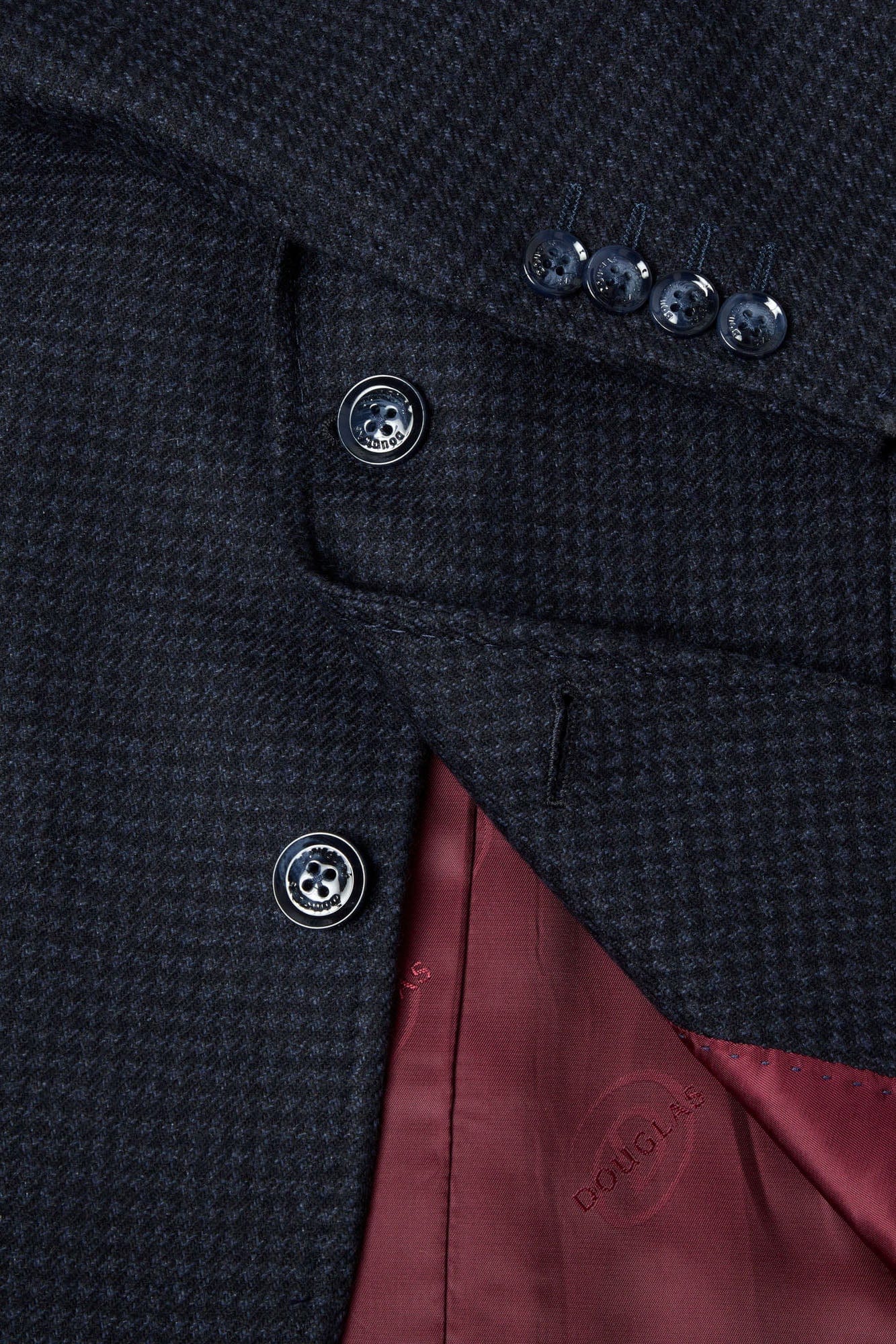 Douglas & Grahame Almeria Micro Check Wool Blend Jacket - Navy