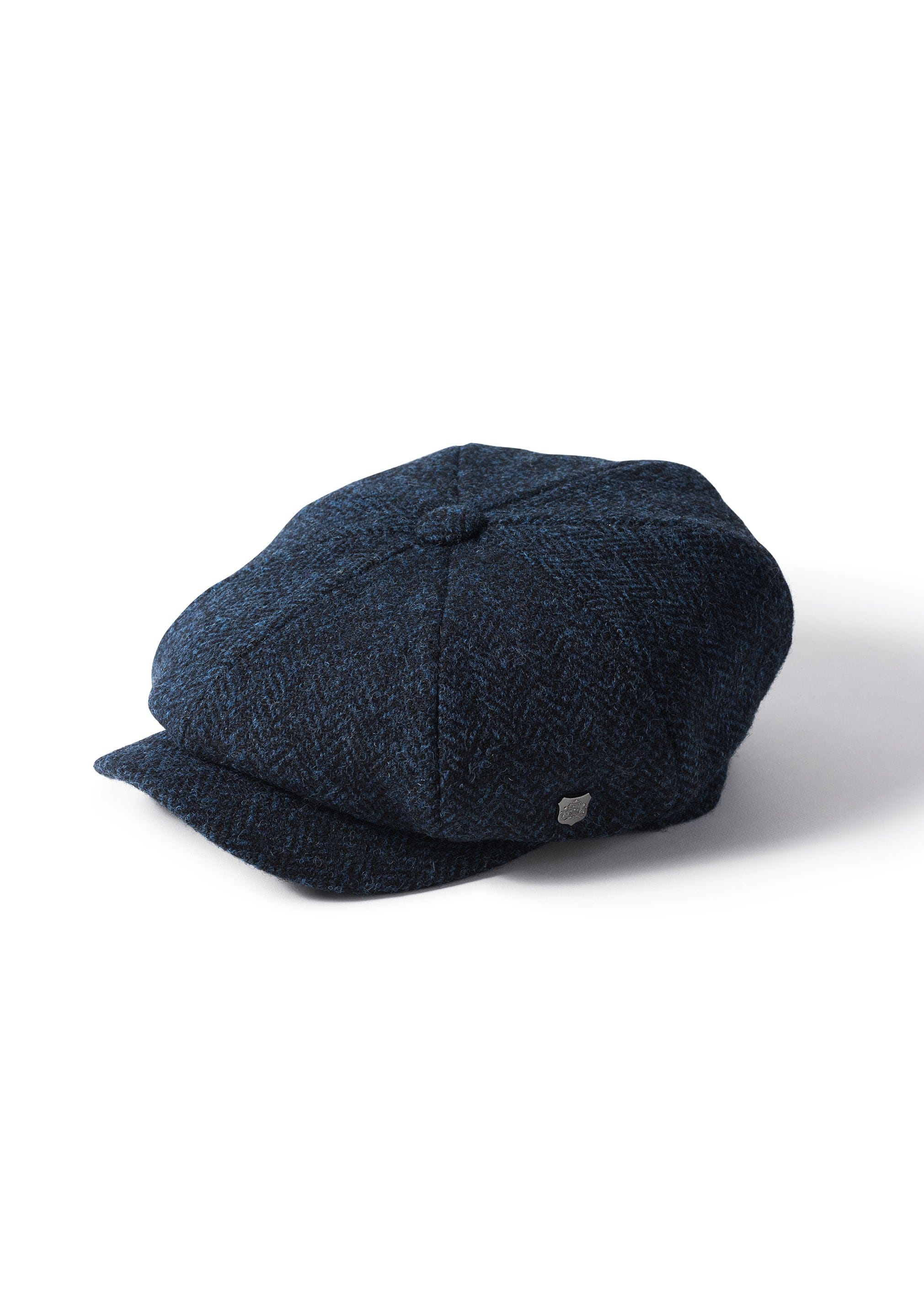 Failsworth Carloway Harris Tweed Bakerboy Cap - Navy/Black