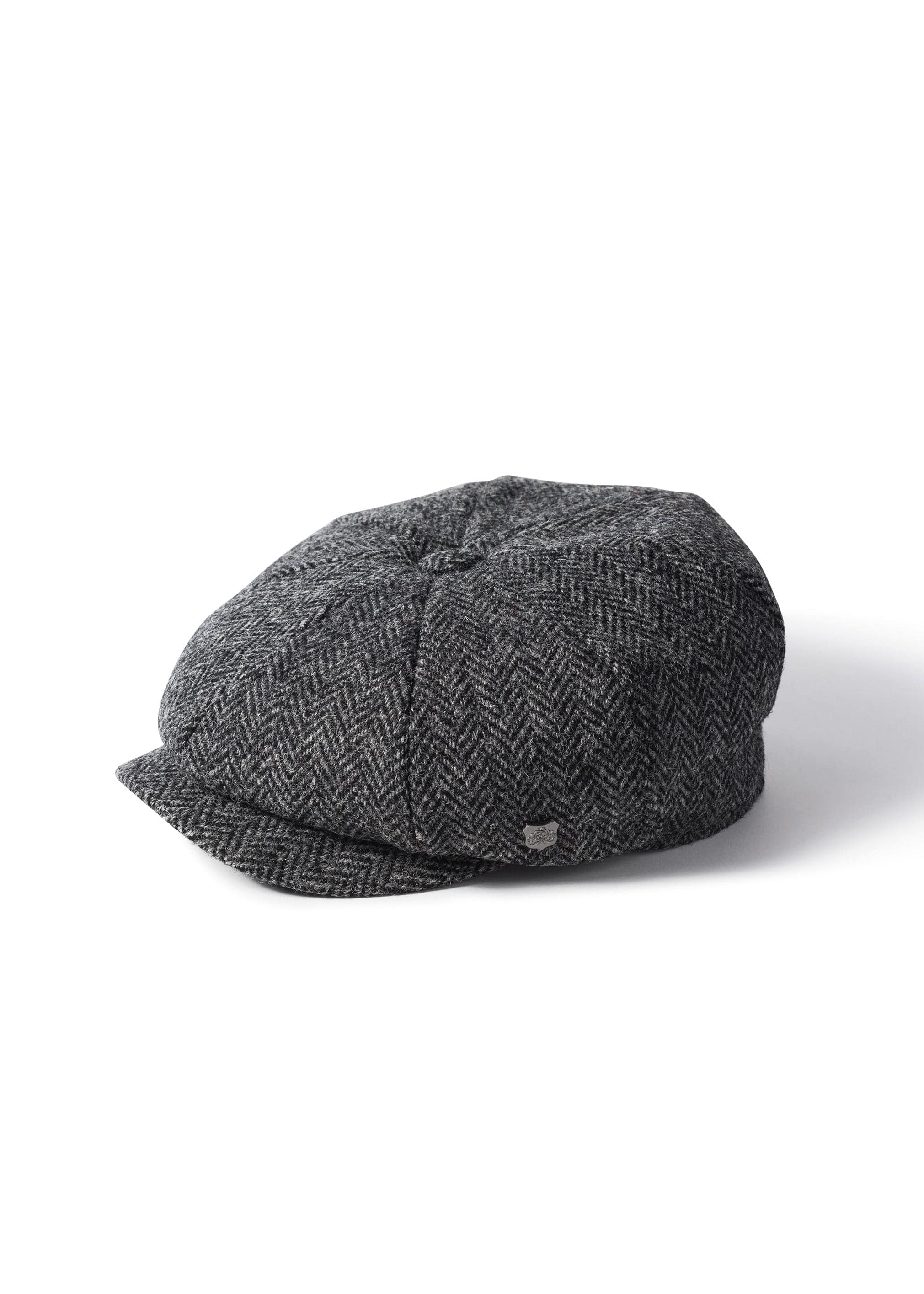 Failsworth Carloway Harris Tweed Newsboy Cap - Charcoal/Black