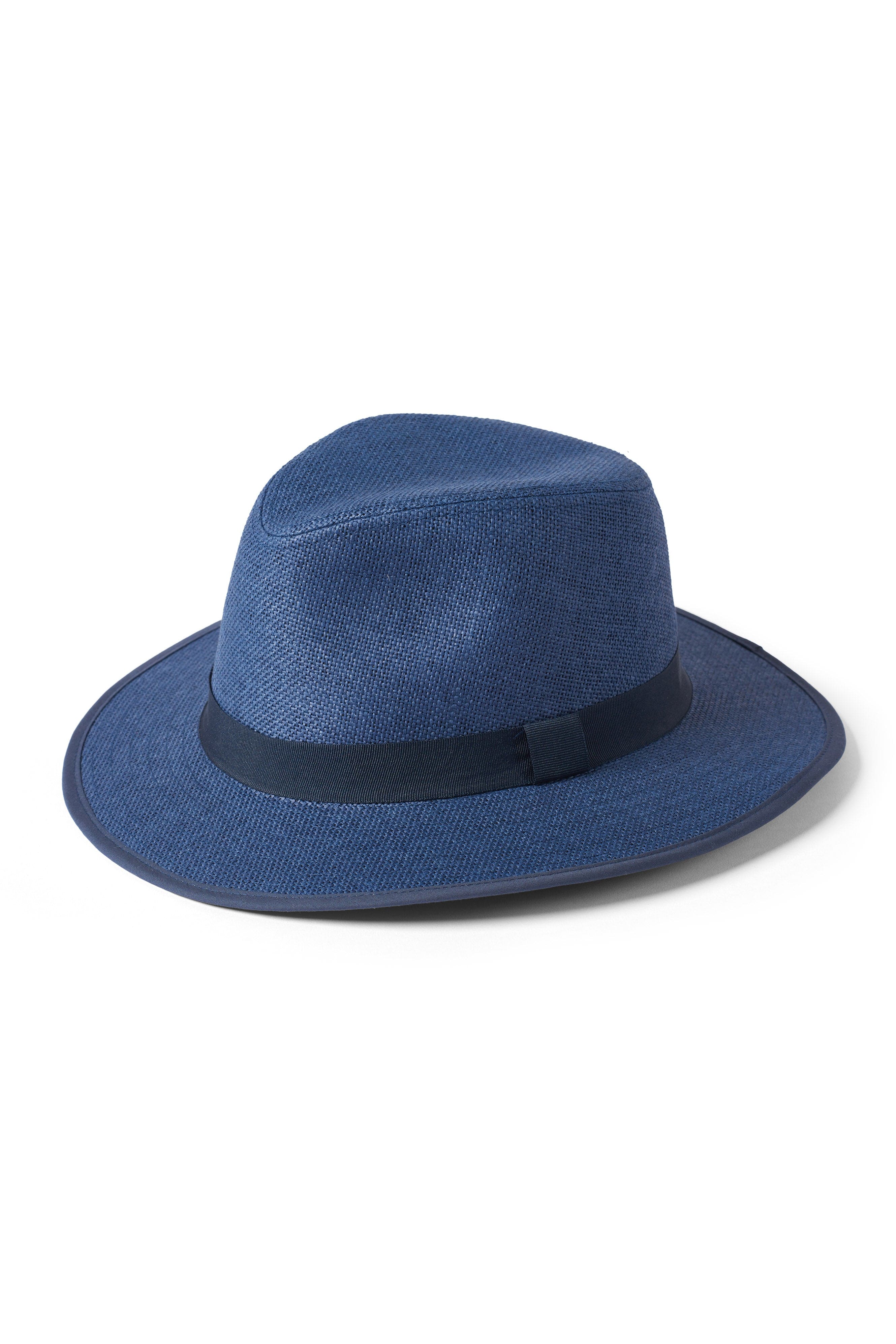 Failsworth Paperstraw Safari Fedora Hat - Navy