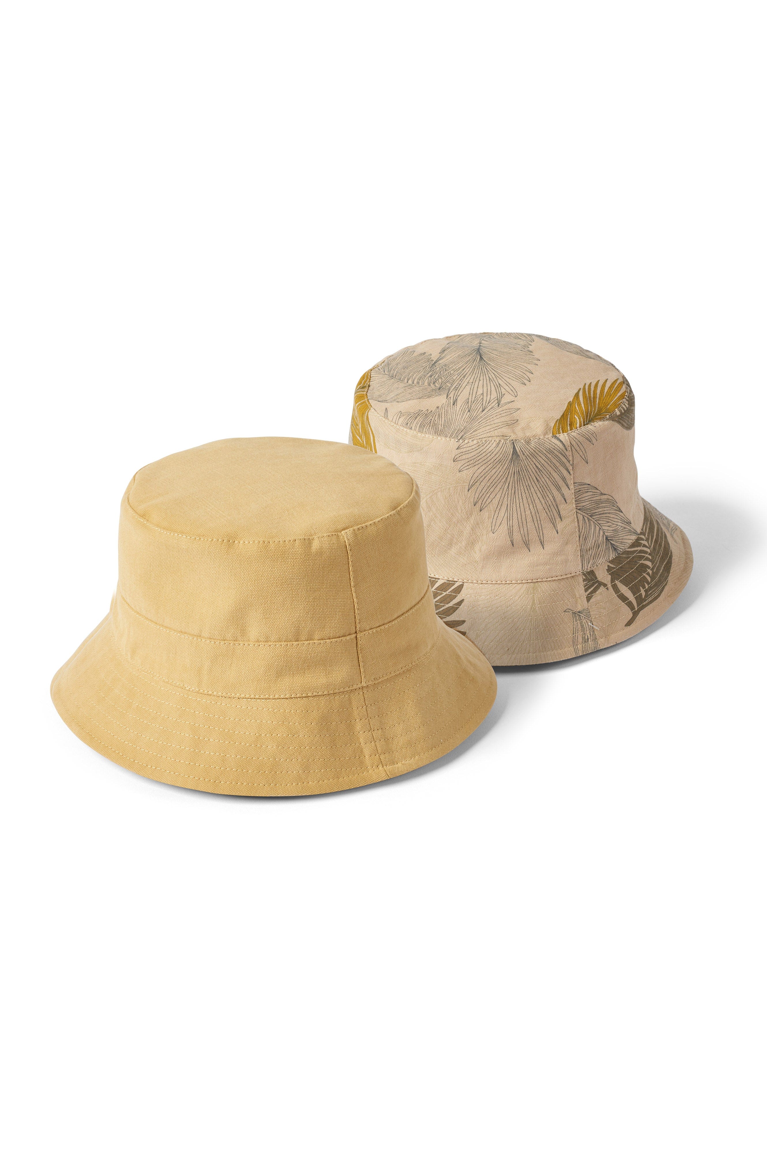 Failsworth Reversible Cotton Bucket Hat - Mustard/Palm Leaf