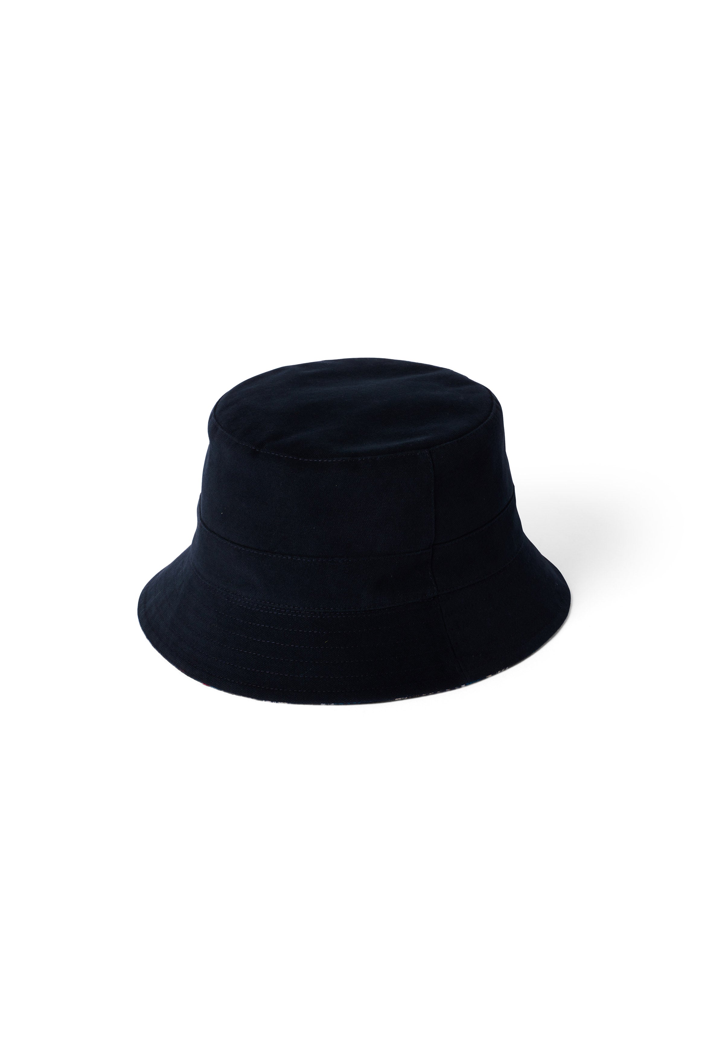 Failsworth Reversible Cotton Bucket Hat - Navy/Leaf Print