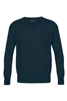 Franco Ponti Light Weight Merino Wool V Neck Jumper - Airforce