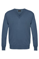 Franco Ponti Light Weight Merino Wool V Neck Jumper - Denim