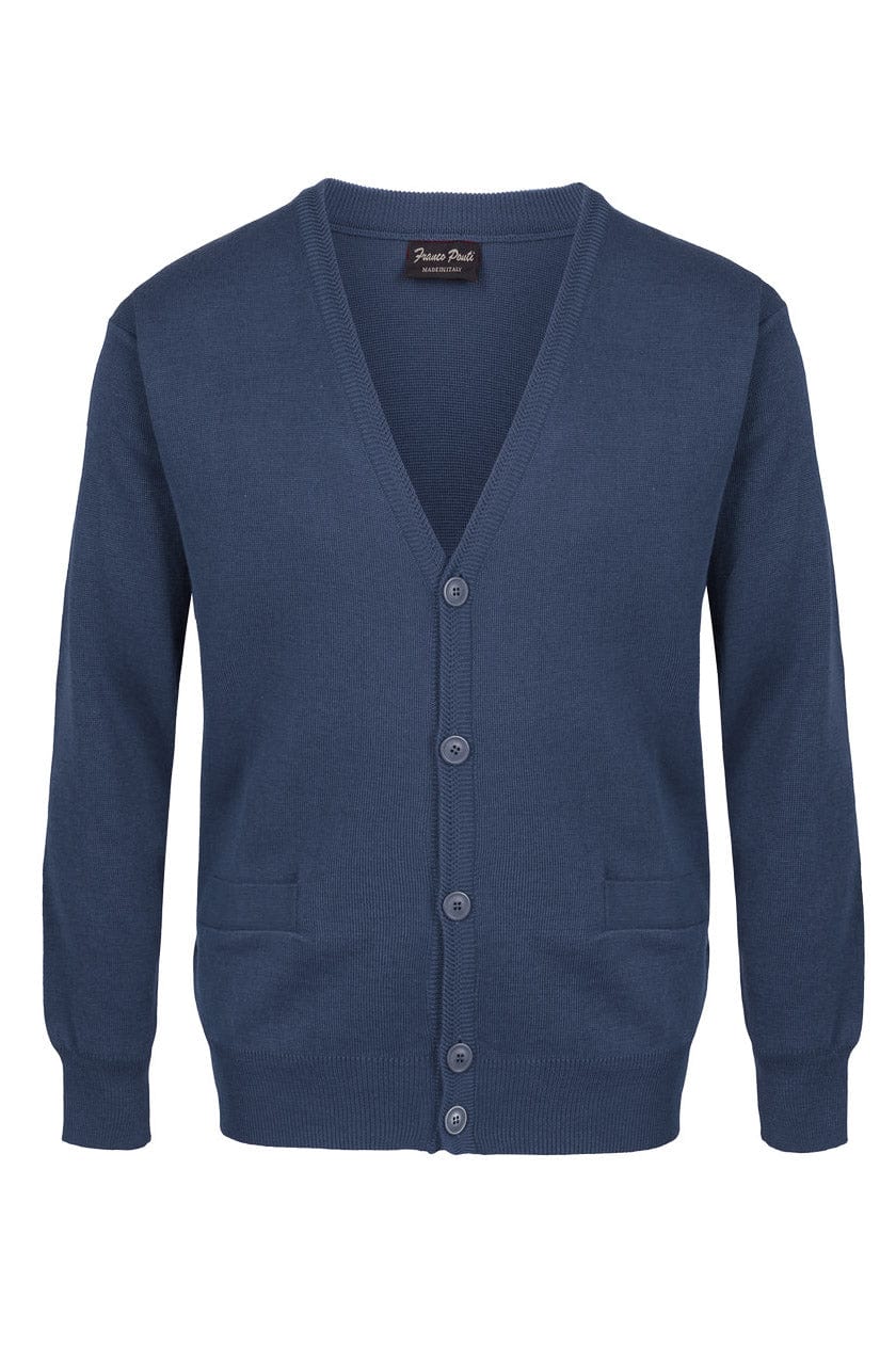 Franco Ponti Medium Weight Merino Wool Cardigan - Dark Denim