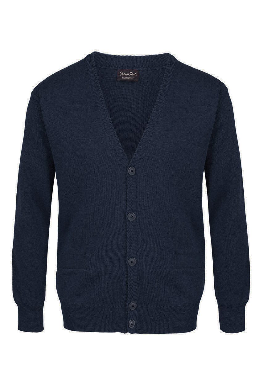 Franco Ponti Medium Weight Merino Wool Cardigan - Navy