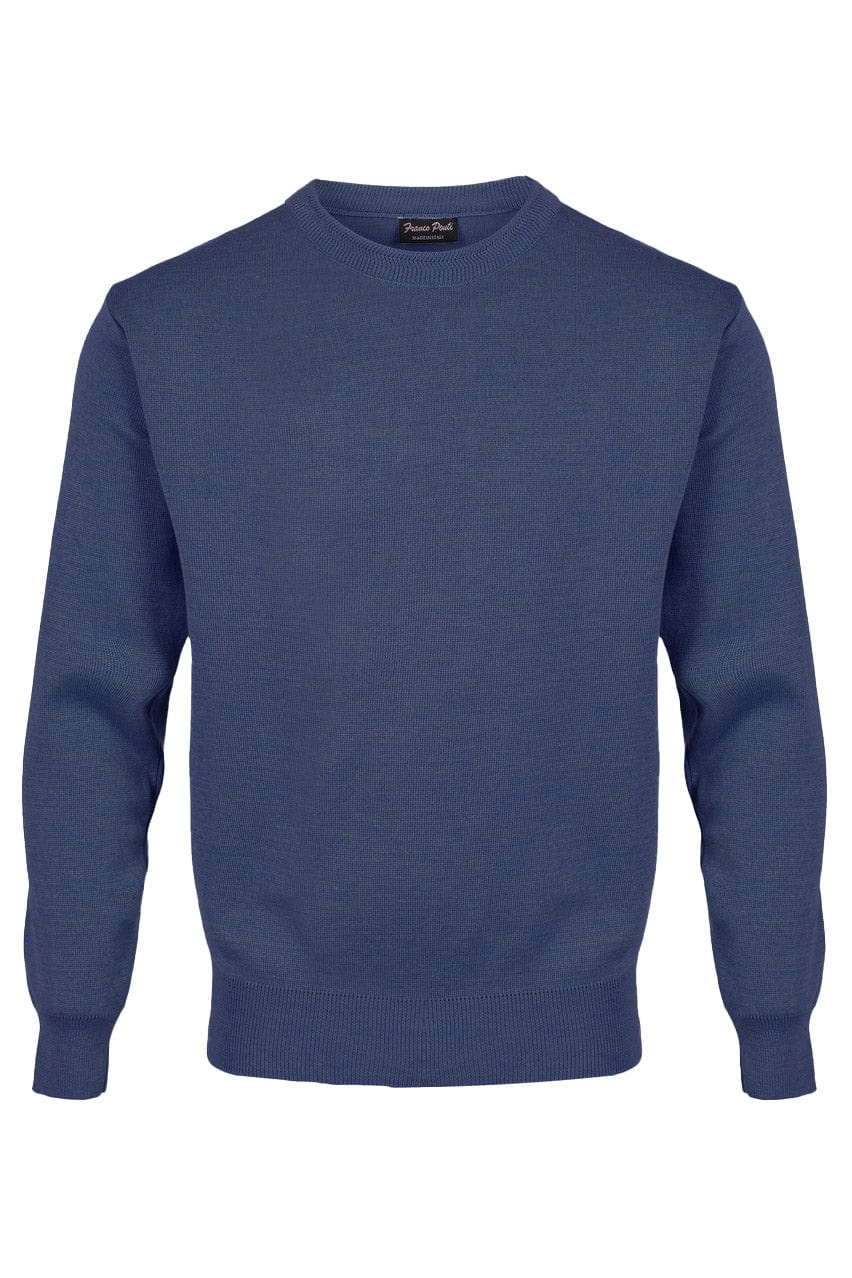 Franco Ponti Medium Weight Merino Wool Crew Neck Jumper - Dark Denim