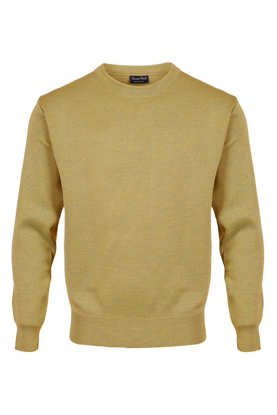 Franco Ponti Medium Weight Merino Wool Crew Neck Jumper - Honey