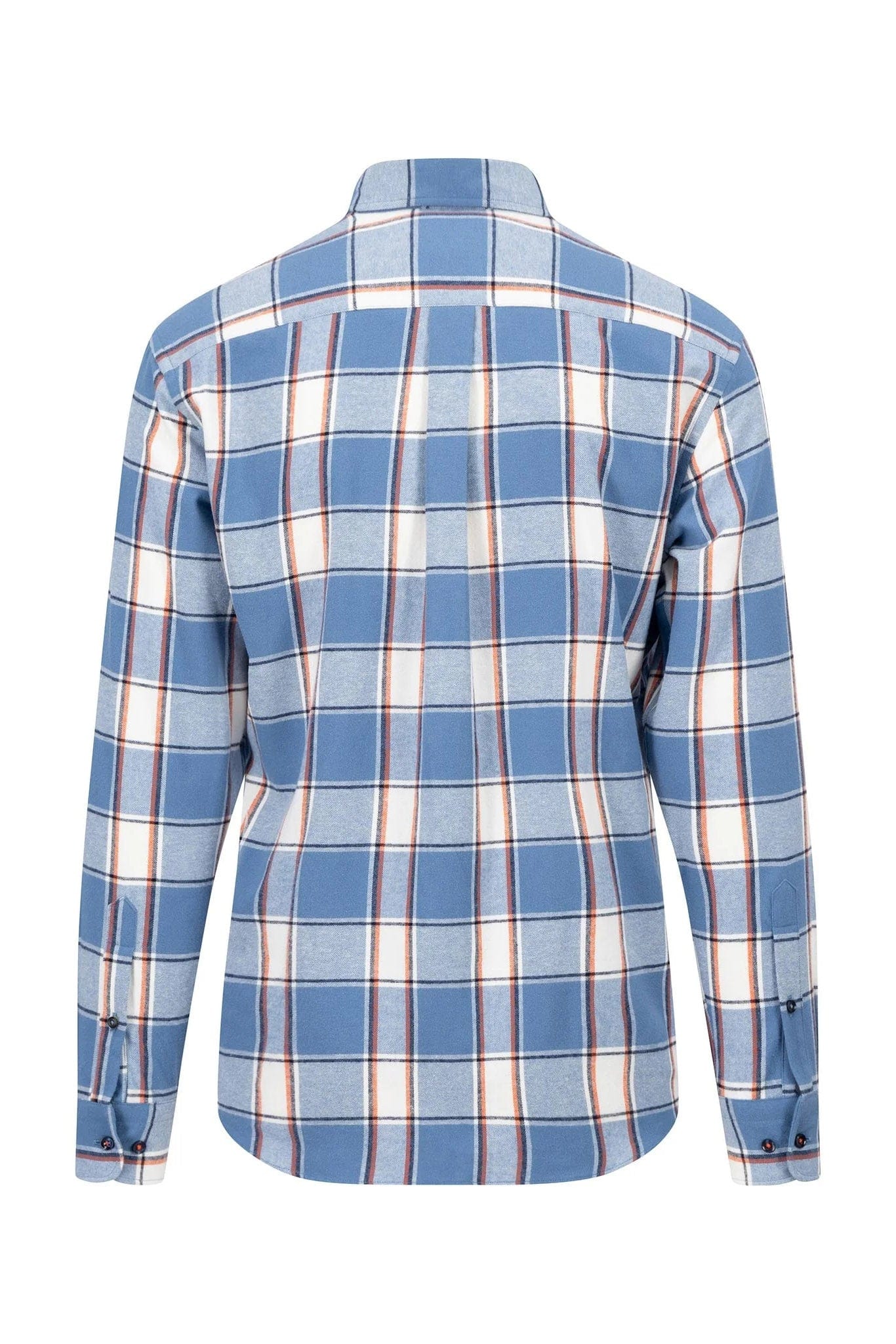 Fynch Hatton Check Brushed Cotton Long Sleeve Shirt - Cloud Blue