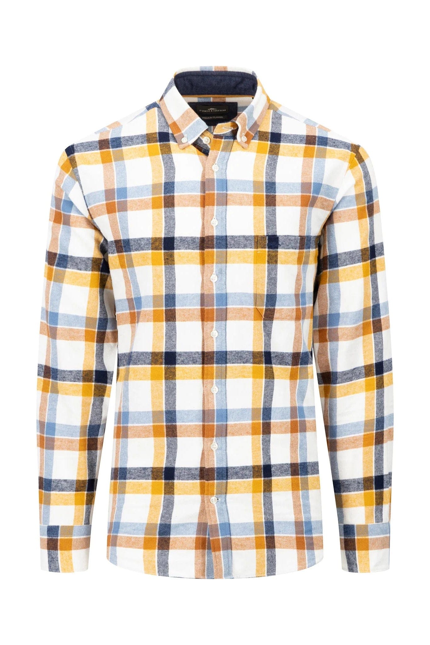 Fynch Hatton Check Brushed Cotton Long Sleeve Shirt - New Dijon