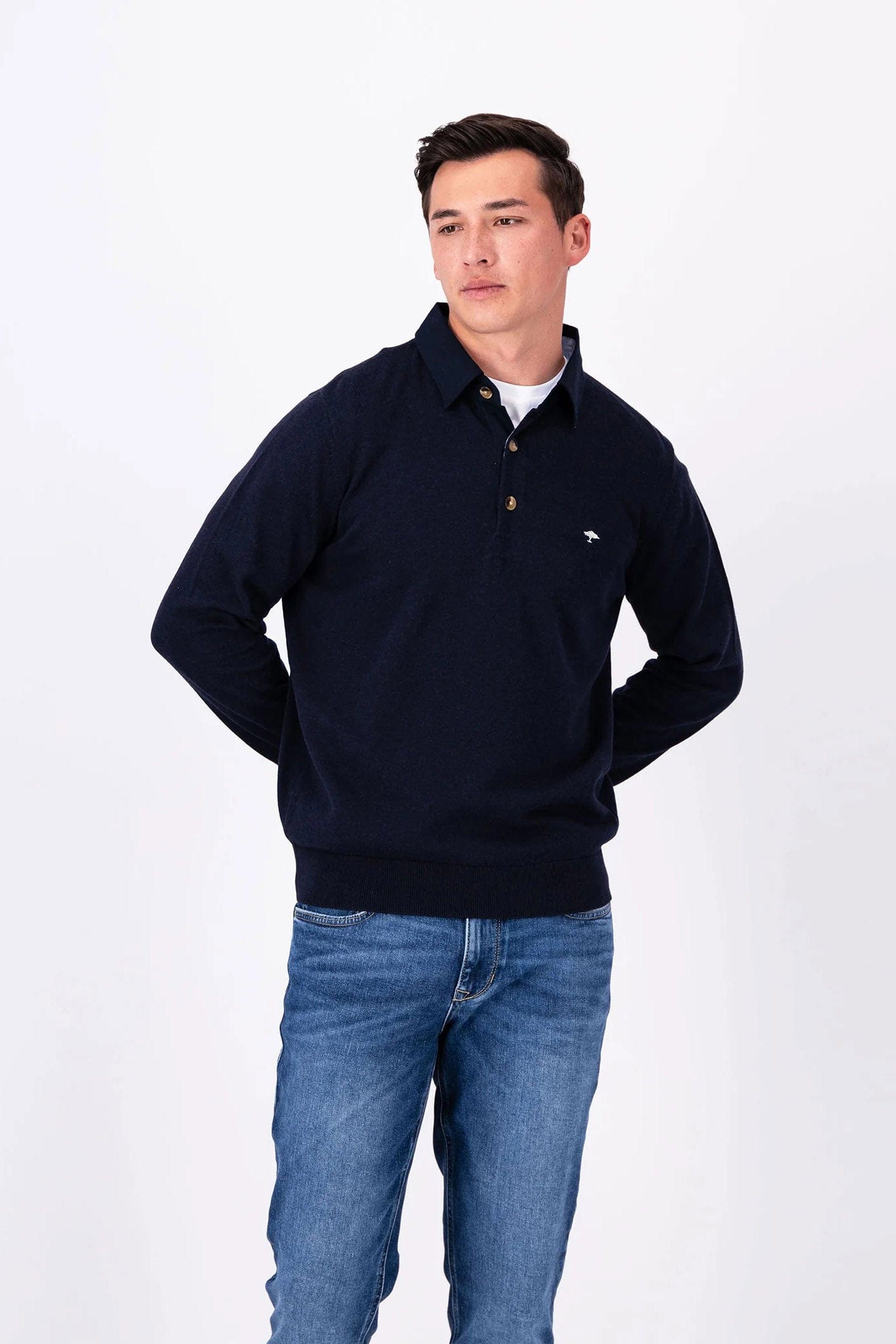 Fynch Hatton Cotton Rugby Shirt - Navy