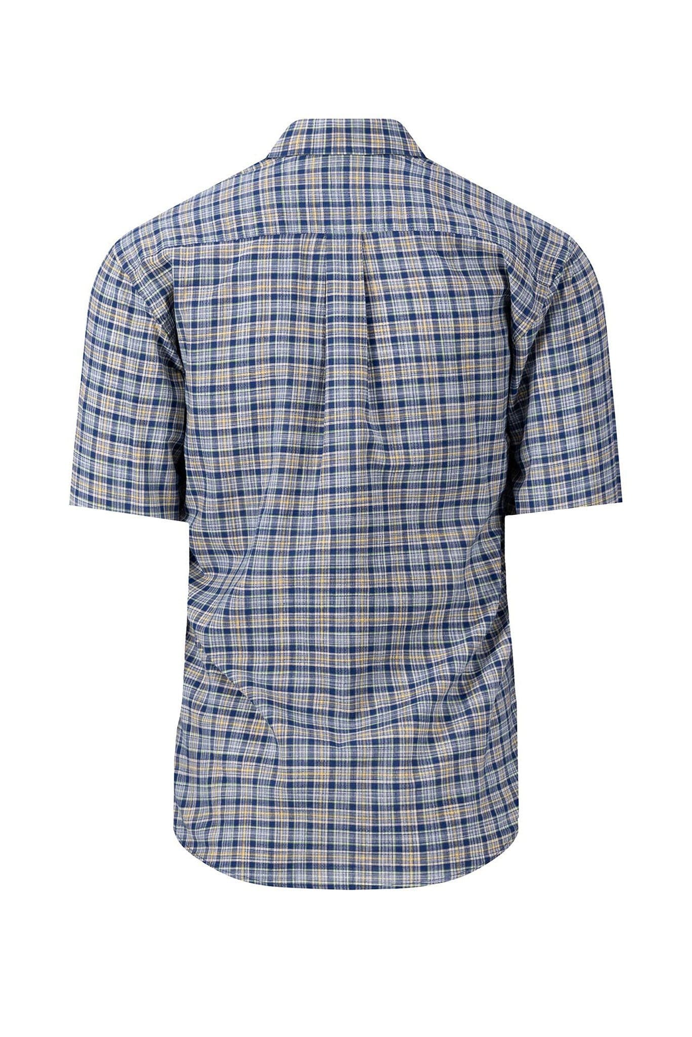 Fynch Hatton Cotton Slub Check Short Sleeve Shirt - Leaf Green