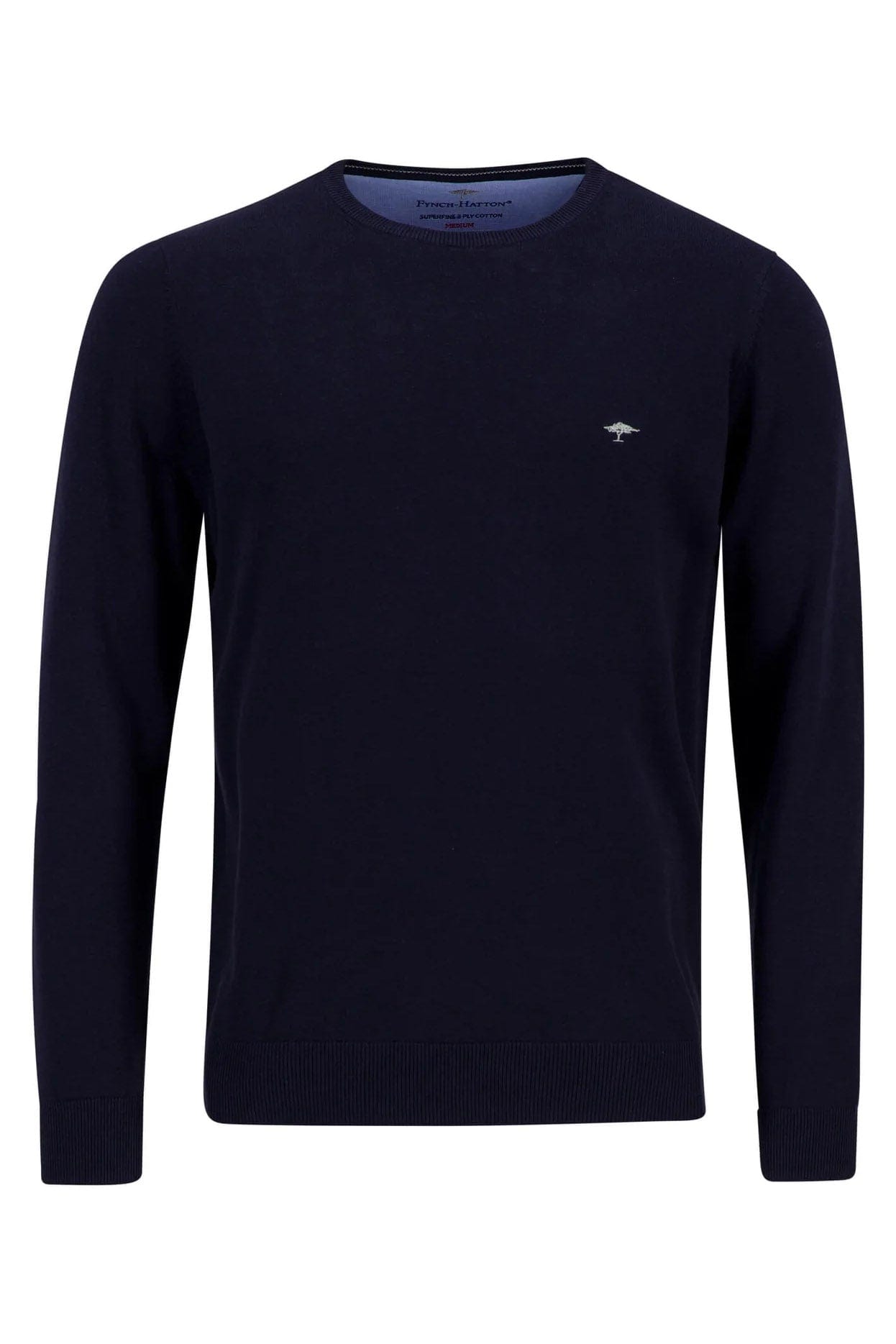 Fynch Hatton Fine Knit Crew Neck Sweater - Navy