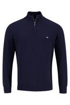 Fynch Hatton Fine Knit Quarter Zip - Navy