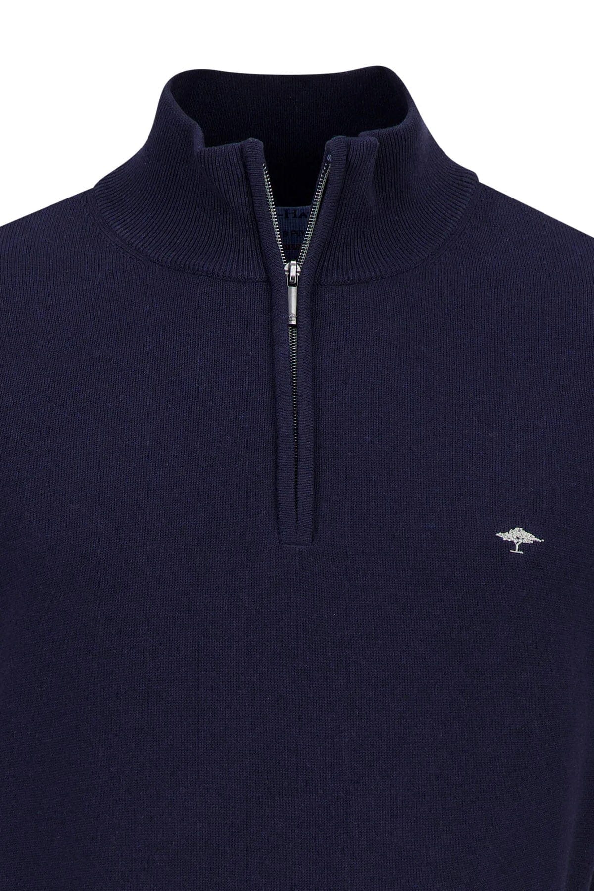 Fynch Hatton Fine Knit Quarter Zip - Navy