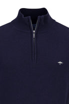 Fynch Hatton Fine Knit Quarter Zip - Navy