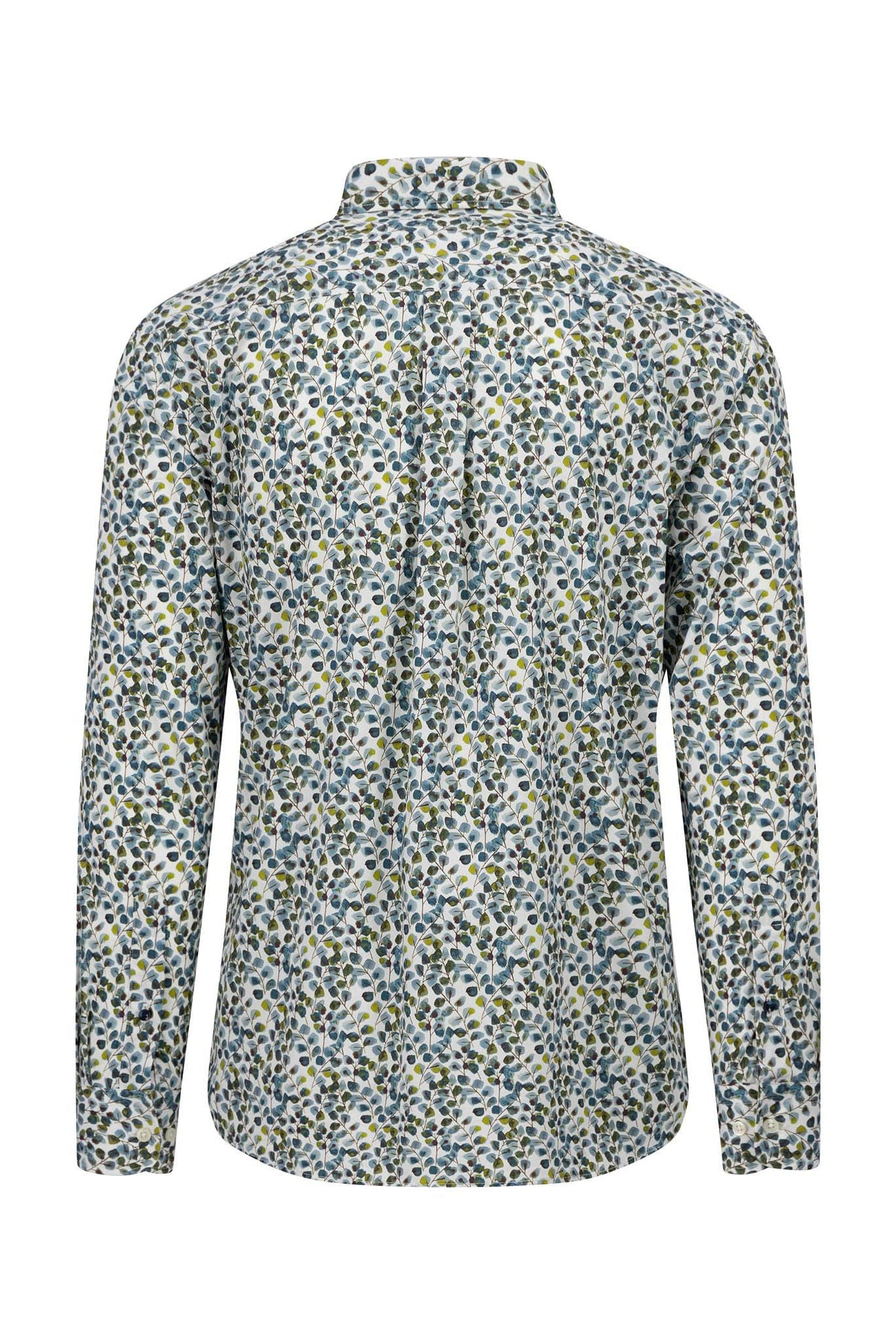 Fynch Hatton Leaf Print Long Sleeve Shirt - Dark Emerald