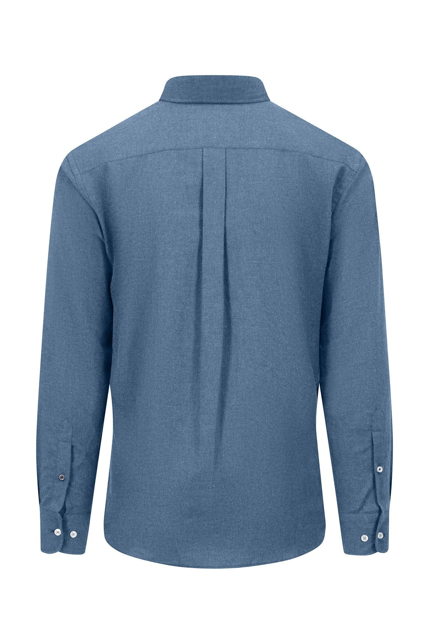 Fynch Hatton Plain Brushed Cotton Long Sleeve Shirt - Cloud Blue