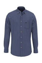 Fynch Hatton Small Check Long Sleeve Shirt - Navy