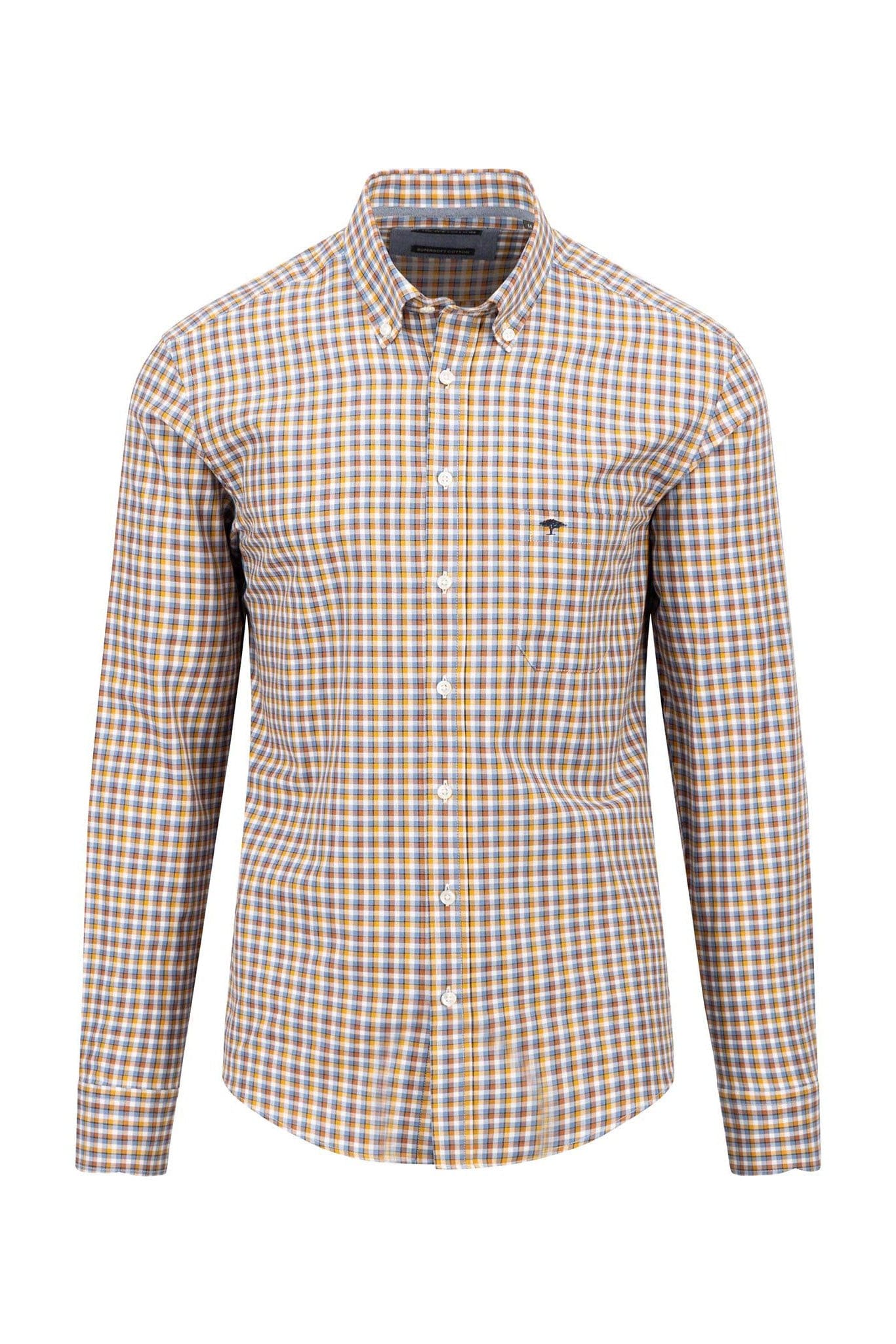 Fynch Hatton Small Combi Check Long Sleeve Shirt - Hazel