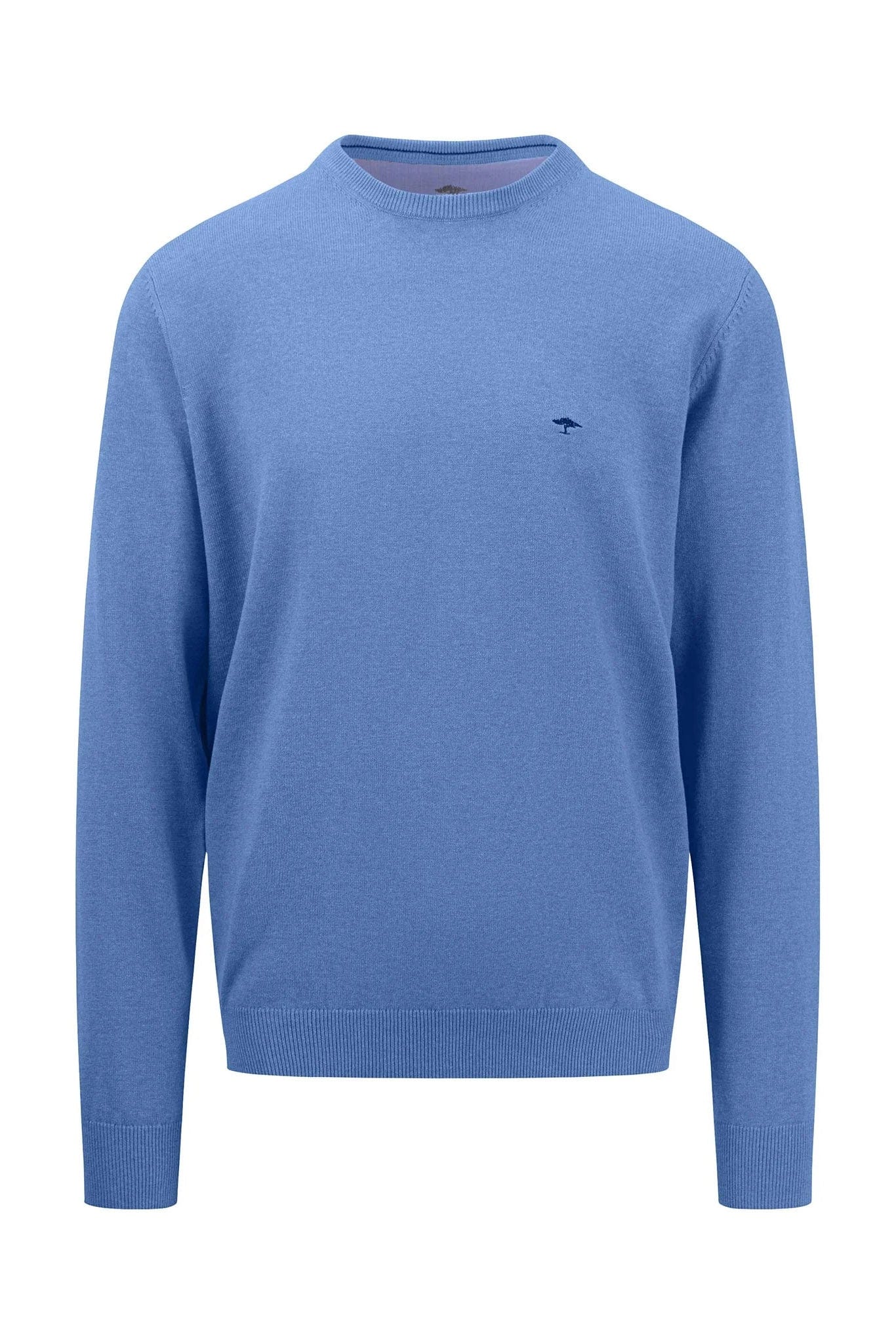 Fynch Hatton Superfine Cotton Crew Neck Jumper - Crystal Blue