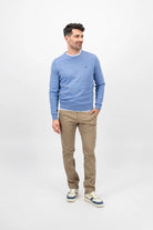 Fynch Hatton Superfine Cotton Crew Neck Jumper - Crystal Blue