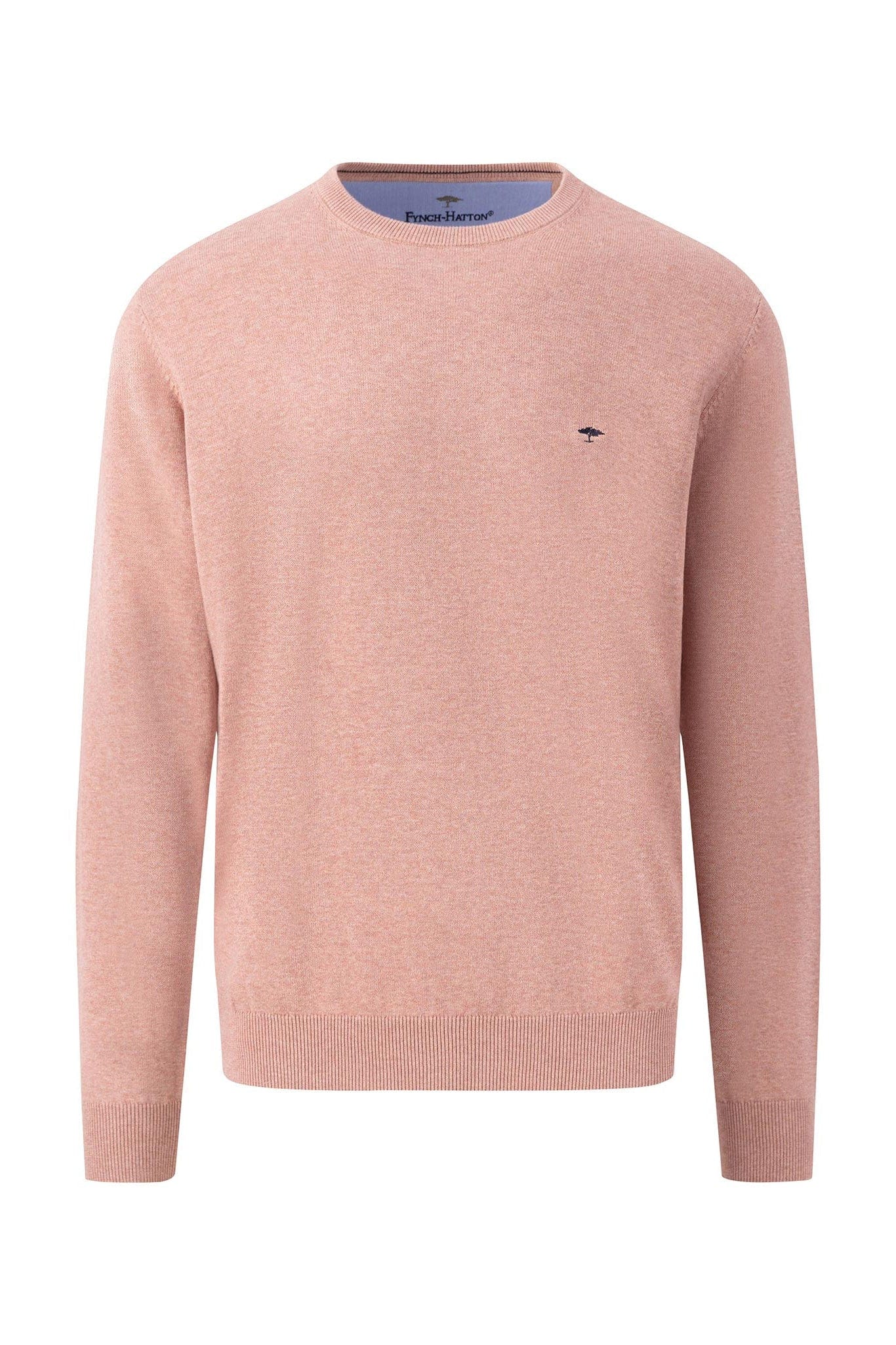 Fynch Hatton Superfine Cotton Crew Neck Jumper - Pale Berry