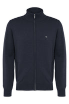 Fynch Hatton Superfine Cotton Zip-Through Cardigan - Navy