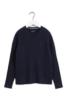 GANT Cable Crew Neck Jumper - Evening Blue