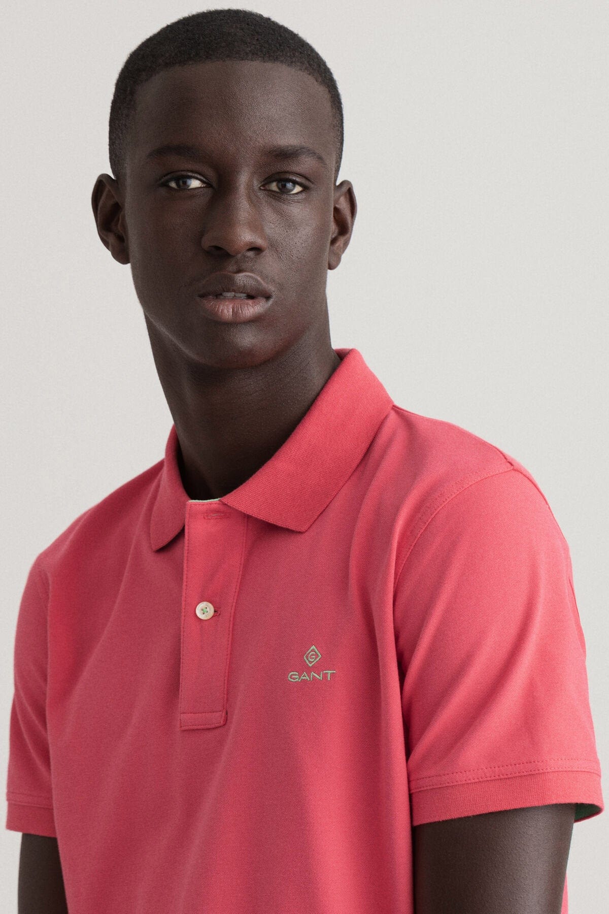 GANT Contrast Collar Pique Polo Shirt - Watermelon Pink