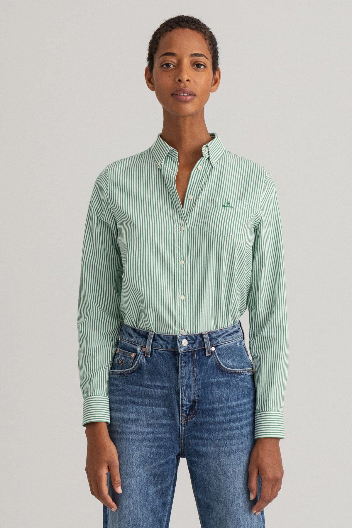 GANT Garment Washed Stripe Oxford Shirt - Lavish Green