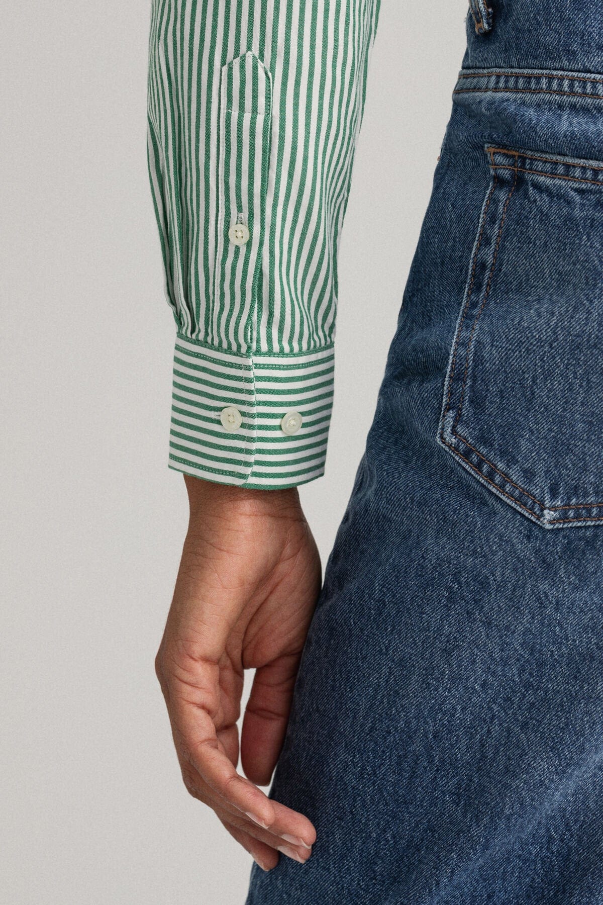 GANT Garment Washed Stripe Oxford Shirt - Lavish Green