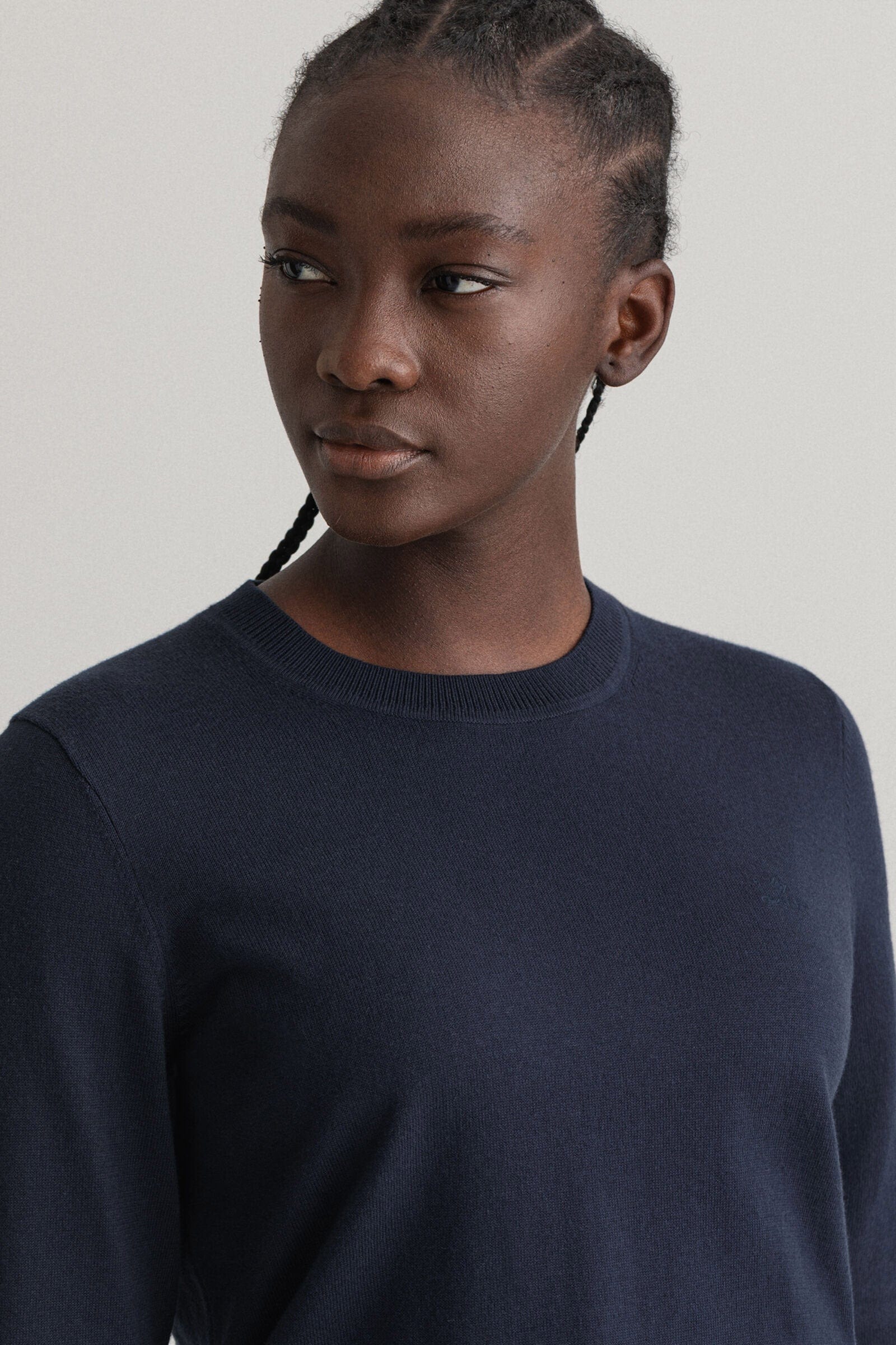 GANT Light Cotton Crew Neck Jumper - Evening Blue