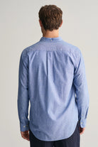 GANT Linen Mix Plain Regular Fit Long Sleeve Shirt - Rich Blue