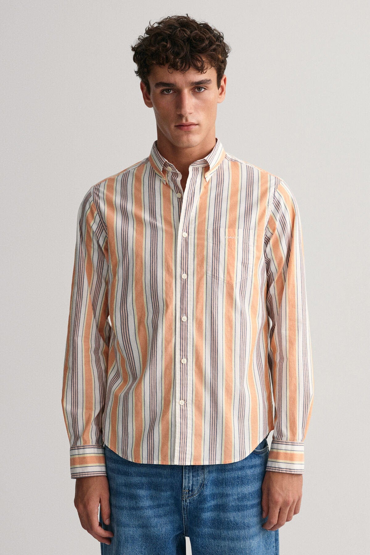 GANT Regular Fit Colourful Stripe Shirt - Apricot Orange