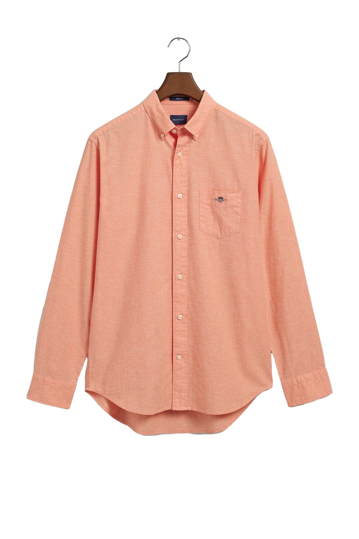 GANT Regular Fit Linen Check Shirt - Apricot Orange