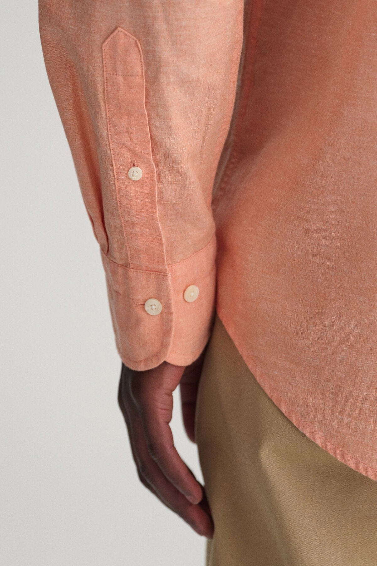 GANT Regular Fit Linen Check Shirt - Apricot Orange